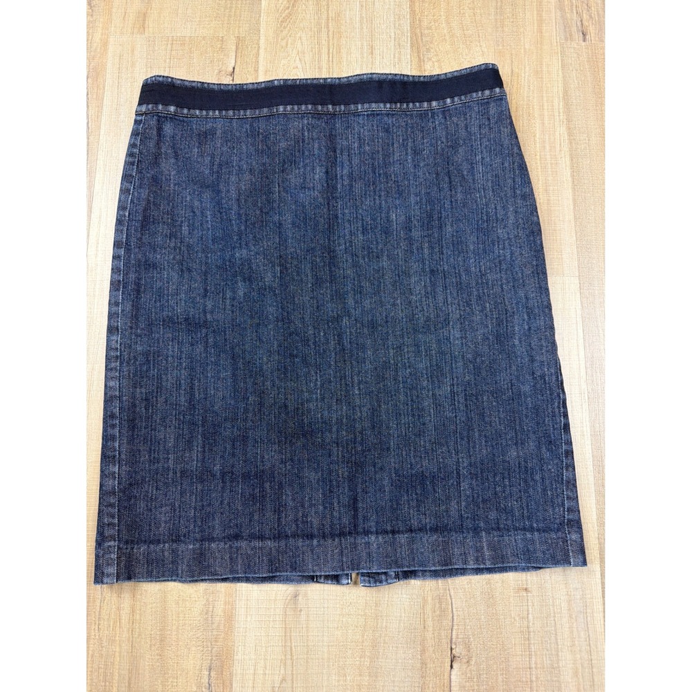 Boden Womens Dark Wash Indigo Denim Pencil Skirt Grosgrain Trim Size US 8 W6409